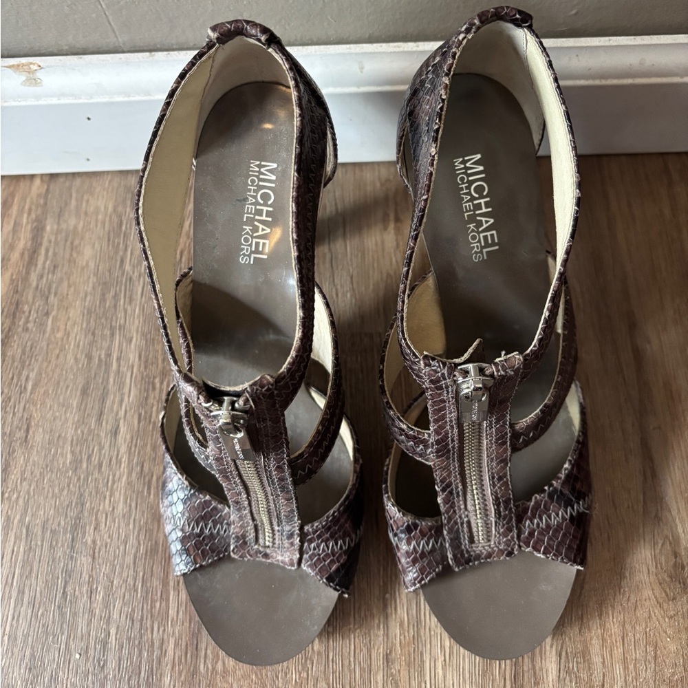 Michael Kors Brown Strappy Heeled Sandals